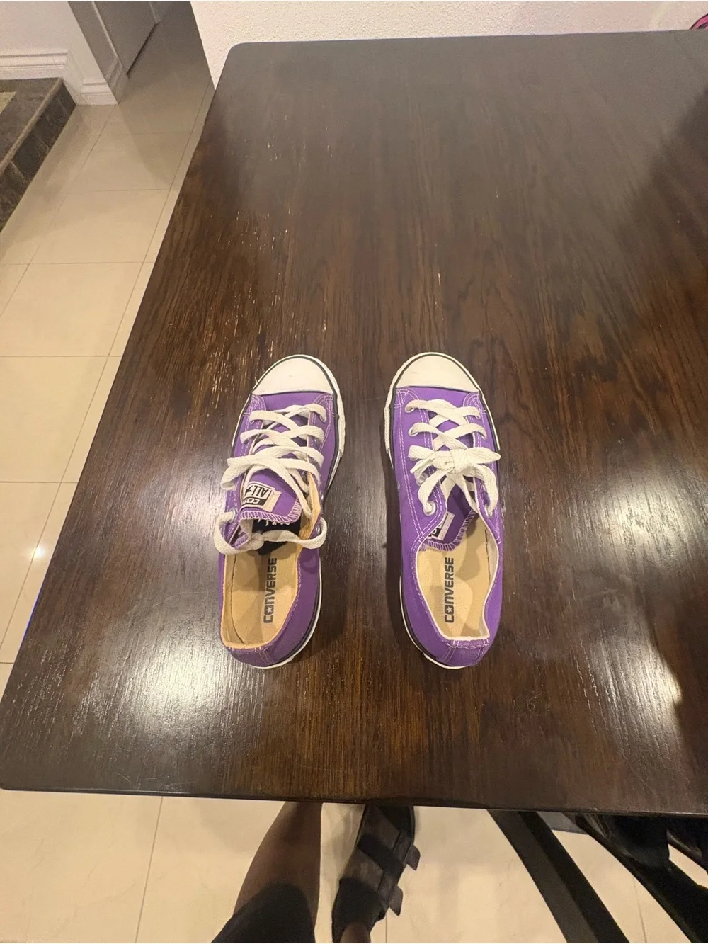 Converse Kids Purple and White Low-Top Canvas Sneakers